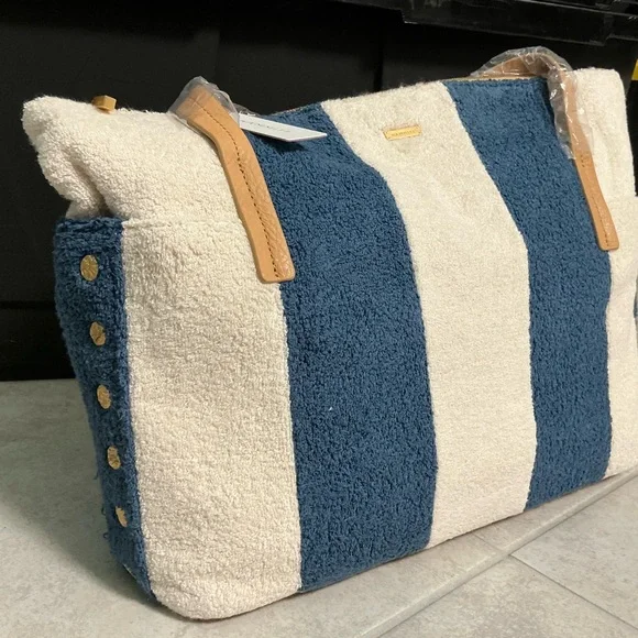Hammitt Blue and Cream Striped Tote Bag - Picture 2 of 4